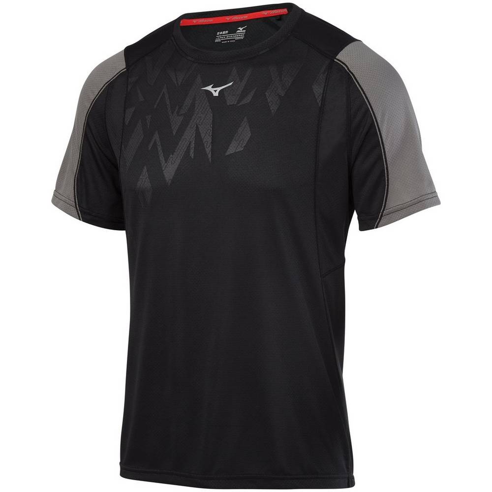 Mens Mizuno Alpha Vent Running T-Shirts Black Philippines (HKMELP570)